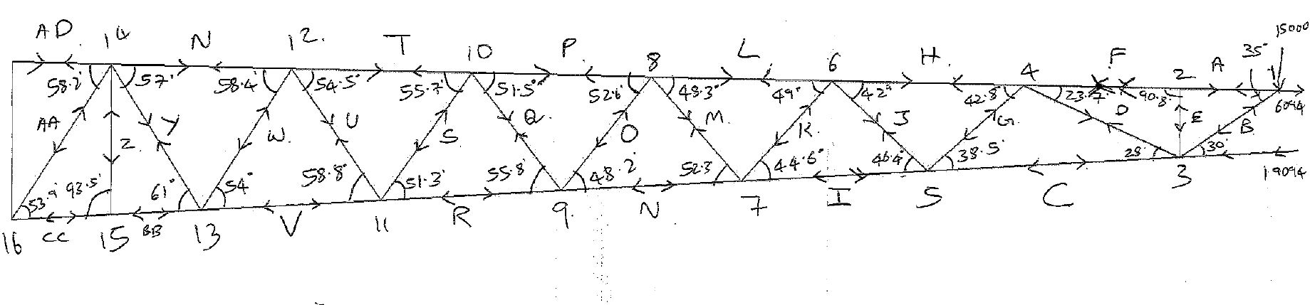 Hand calculation sketch for mechanical design